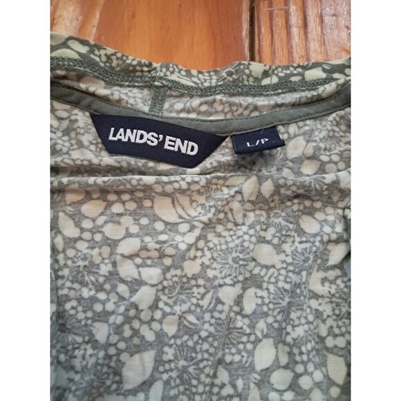 Lands’ End Women’s Floral Long Sleeve Open Front Cardigan Sweater W/ Pockets Lg - Picture 2 of 2